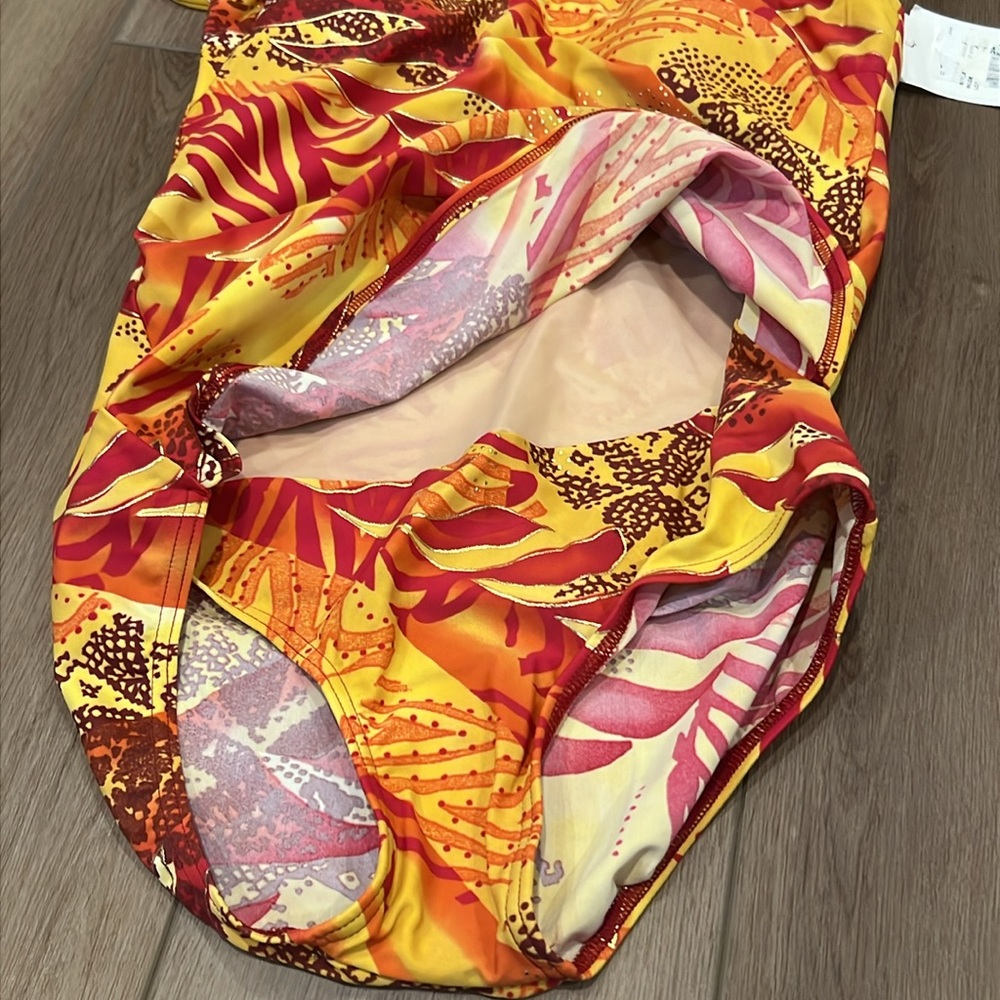 Gottex Silver Vibrant Colorful One Piece Swimsuit Removable Straps Size 12 - Picture 9 of 16
